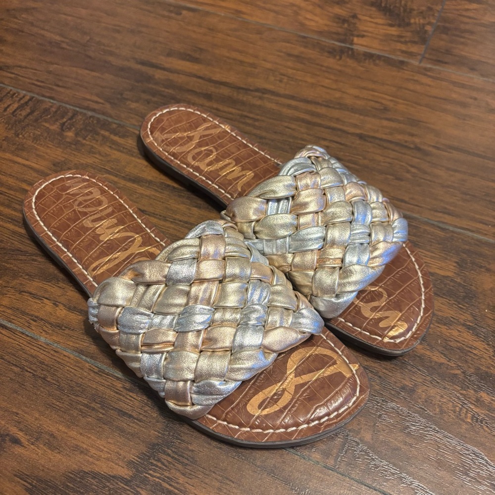 Sam Edelman Metallic Woven Slide Sandals